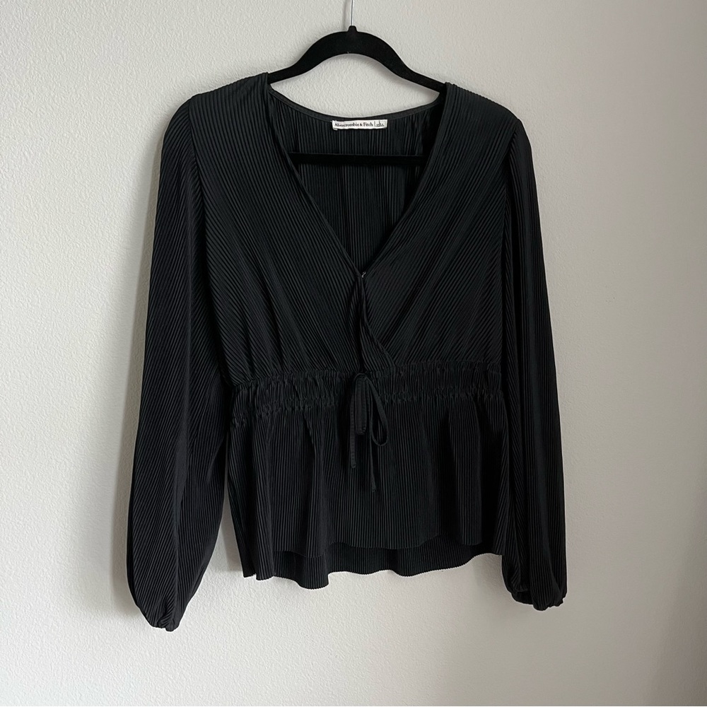 Abercrombie & Fitch Black Long Sleeve Wrap Top